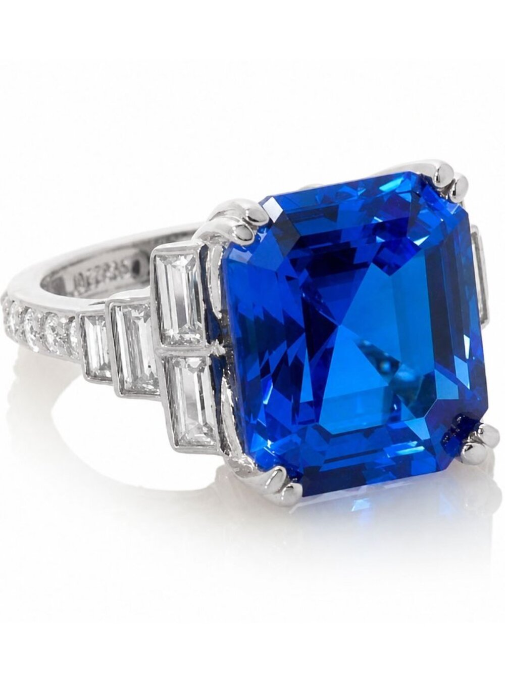 *RARE* Art Deco Jean Dousset Absolute & Simulated Blue Sapphire Ring 925